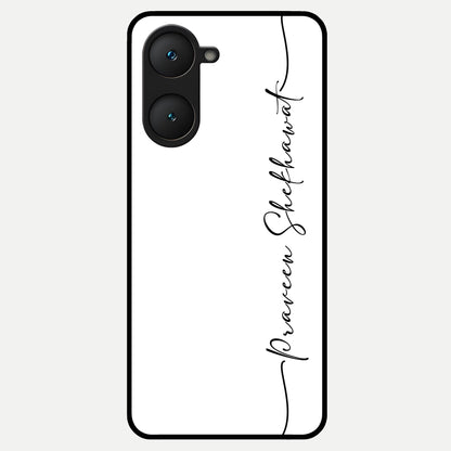  White Tune Custom Name Glass Case for iQOO Z9 lite back cover – personalized glossy printed glass finish