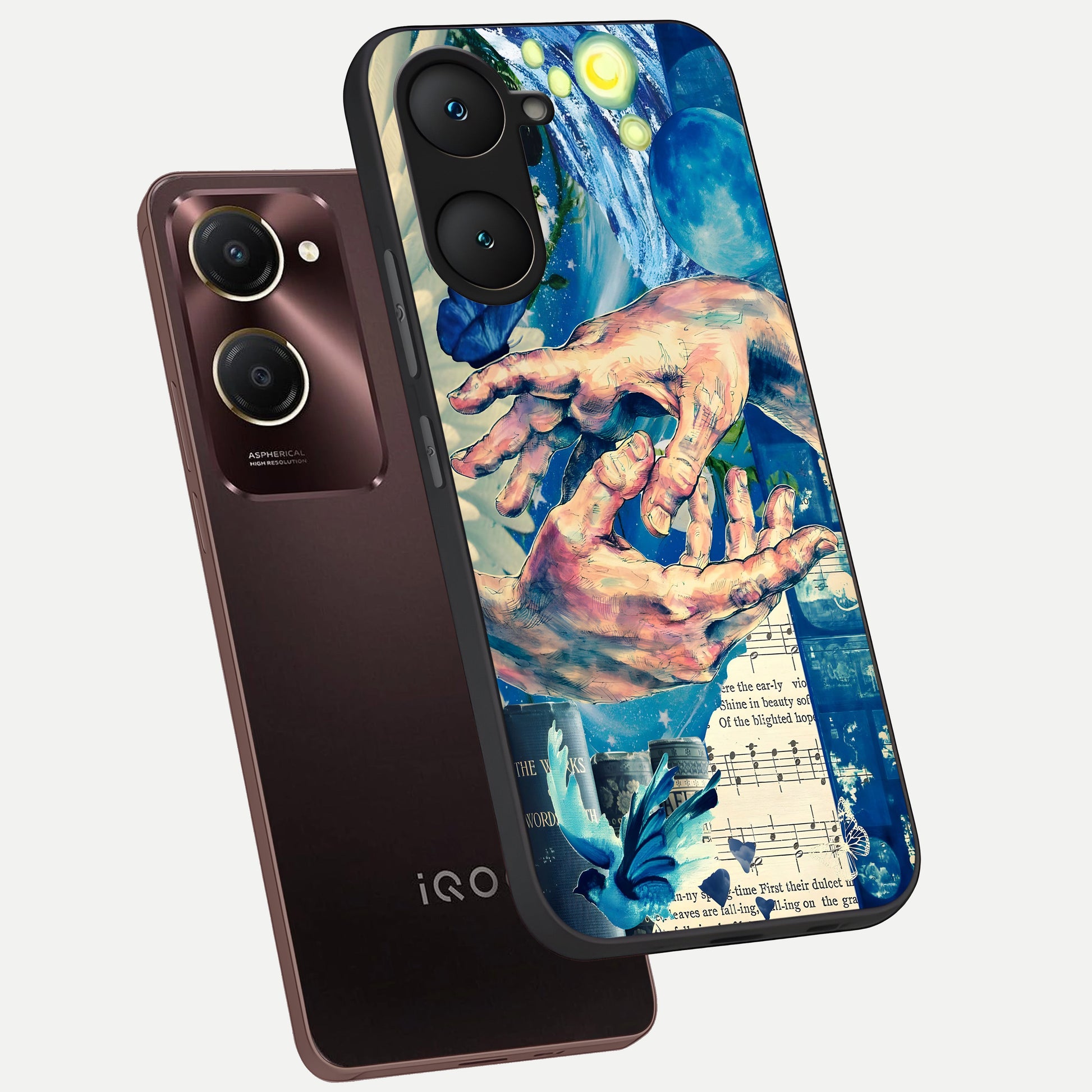  Aesthetic Divider phone case for iQOO Z9 lite showing premium glass back cover with detailed artwork