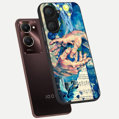  Aesthetic Divider phone case for iQOO Z9 lite showing premium glass back cover with detailed artwork