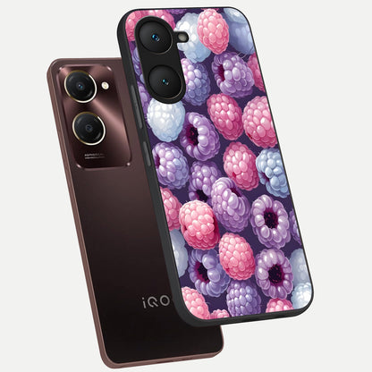  Berry Candy Pop phone case for iQOO Z9 lite showing premium glass back cover with detailed artwork