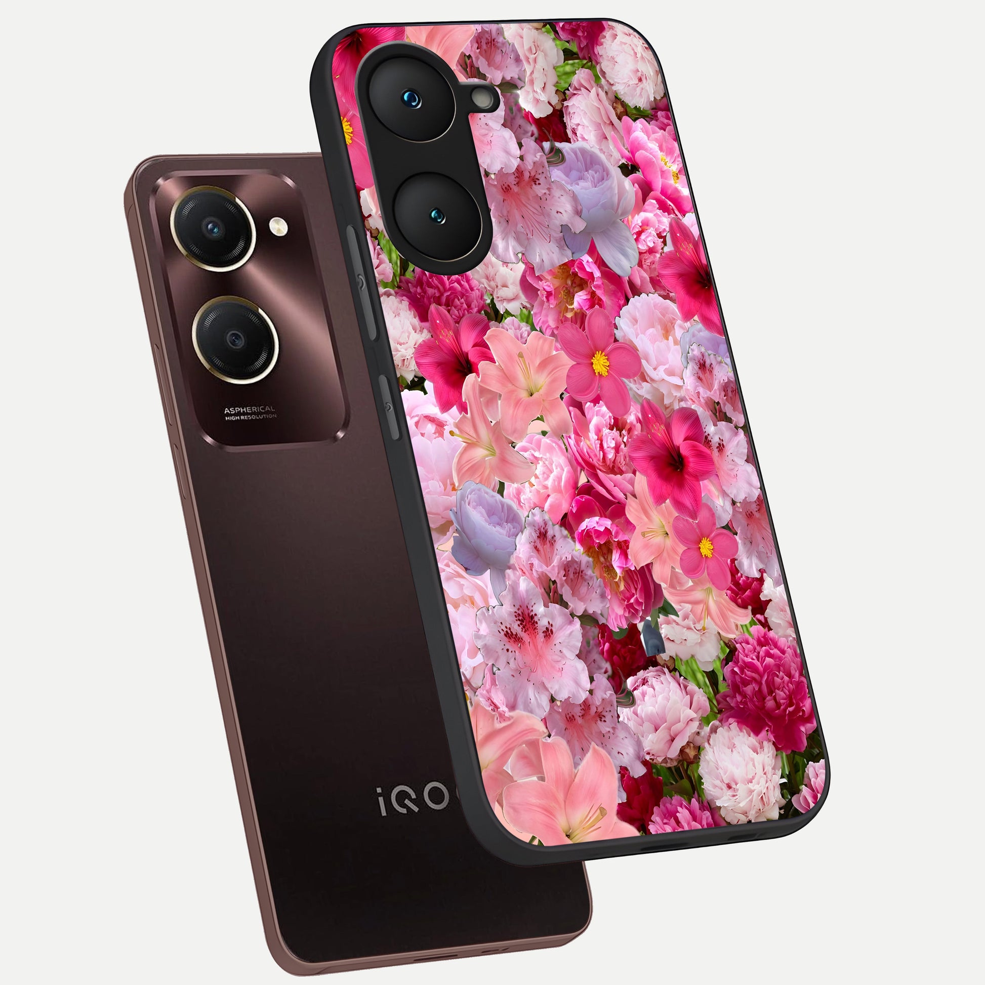  Bloom Crush Fantasy phone case for iQOO Z9 lite showing premium glass back cover with detailed artwork