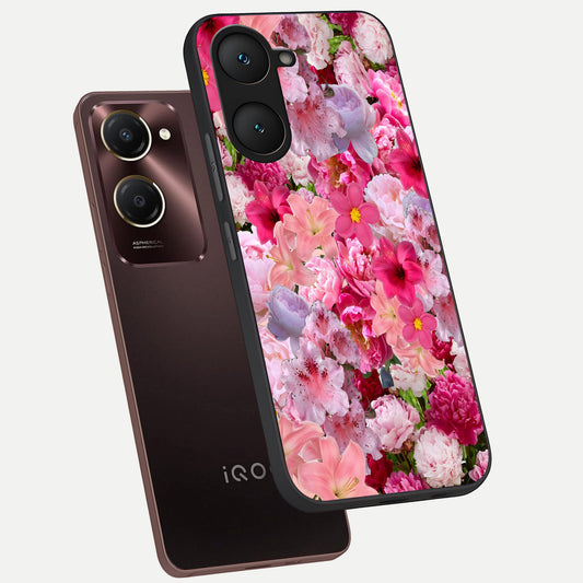  Bloom Crush Fantasy phone case for iQOO Z9 lite showing premium glass back cover with detailed artwork