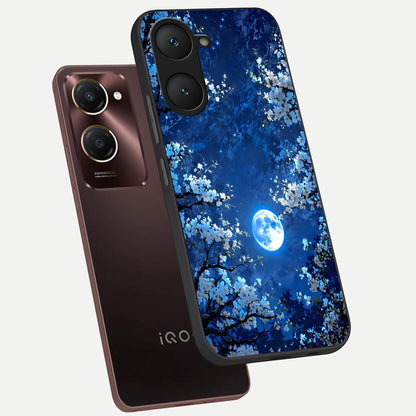  Blossom Moonlight Sky phone case for iQOO Z9 lite showing premium glass back cover with detailed artwork