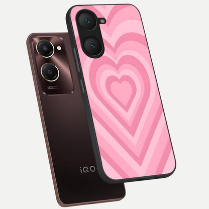  Blush Heart Waves phone case for iQOO Z9 lite showing premium glass back cover with detailed artwork
