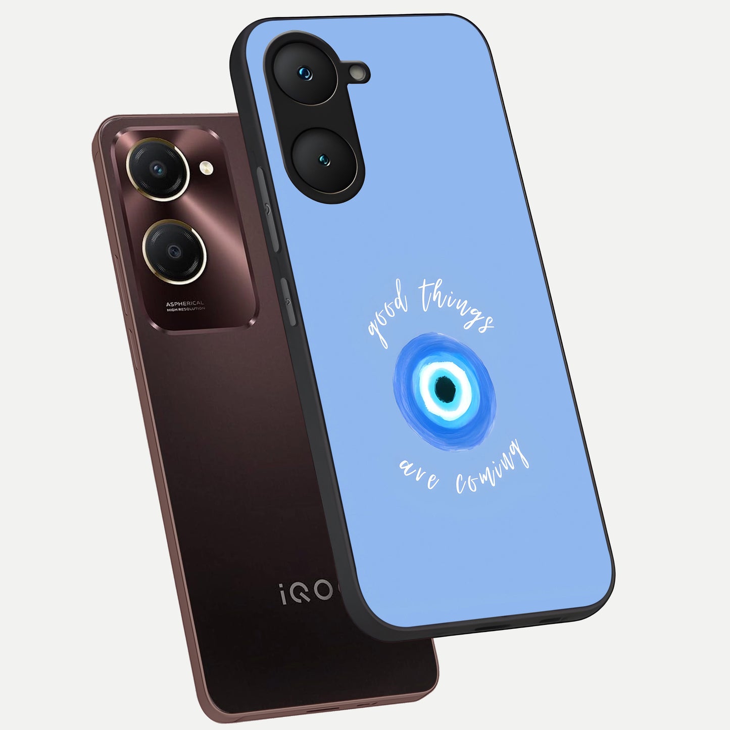 Bright Future Ahead phone case for iQOO Z9 lite showing premium glass back cover with detailed artwork
