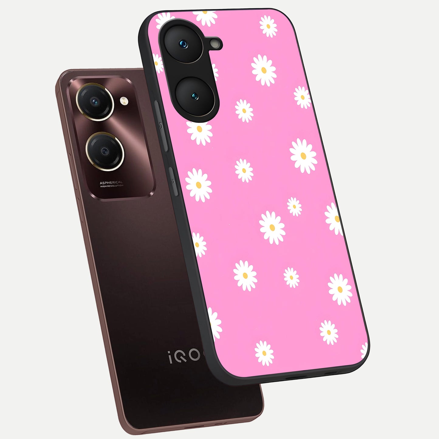  Bubblegum Daisy Pop phone case for iQOO Z9 lite showing premium glass back cover with detailed artwork