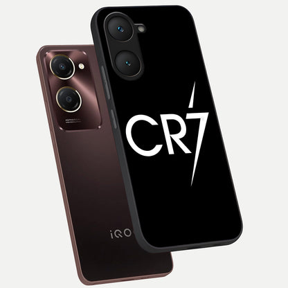  CR7 Elite Strike phone case for iQOO Z9 lite showing premium glass back cover with detailed artwork