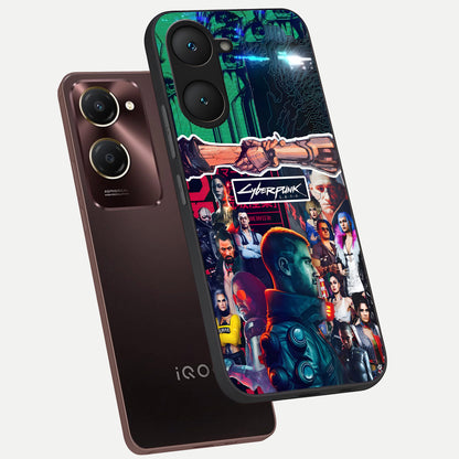  CYBERPUNK Legacy phone case for iQOO Z9 lite showing premium glass back cover with detailed artwork