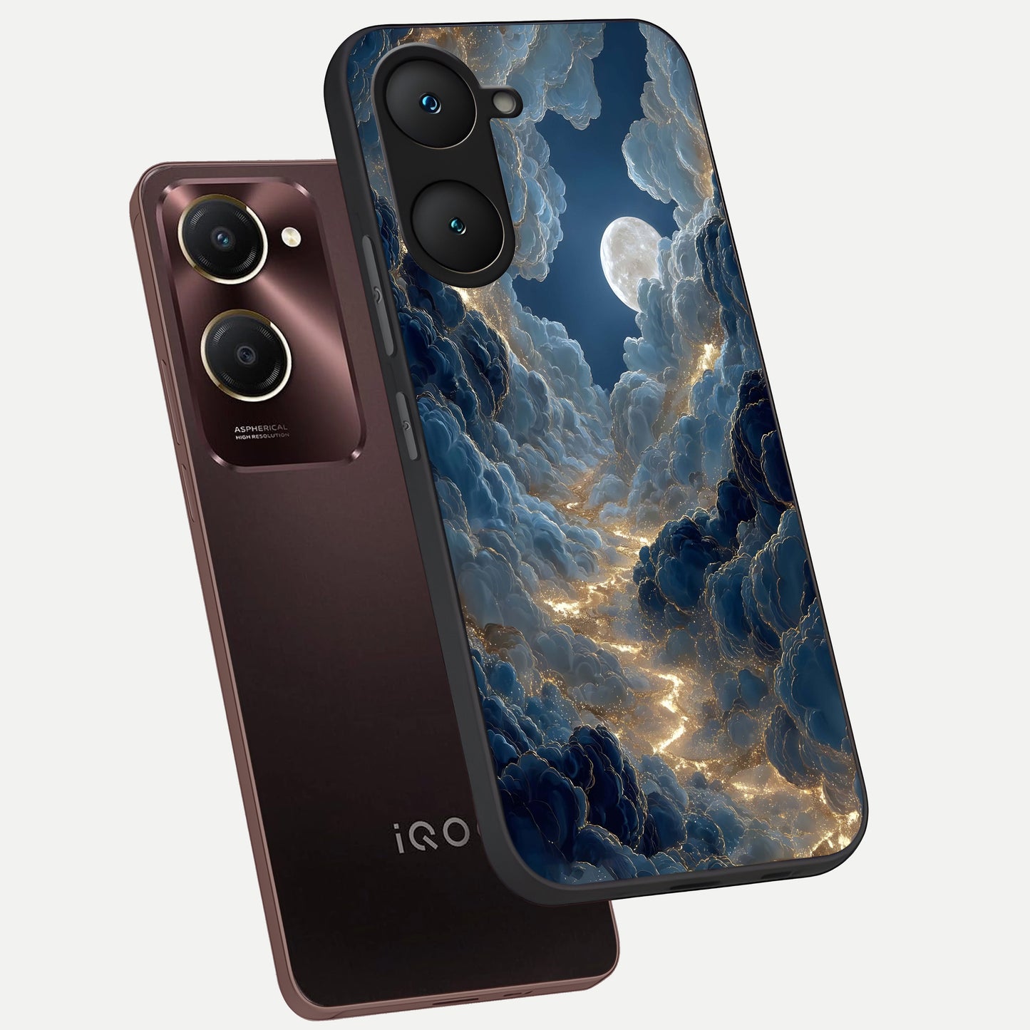  Celestial Cloud Road phone case for iQOO Z9 lite showing premium glass back cover with detailed artwork