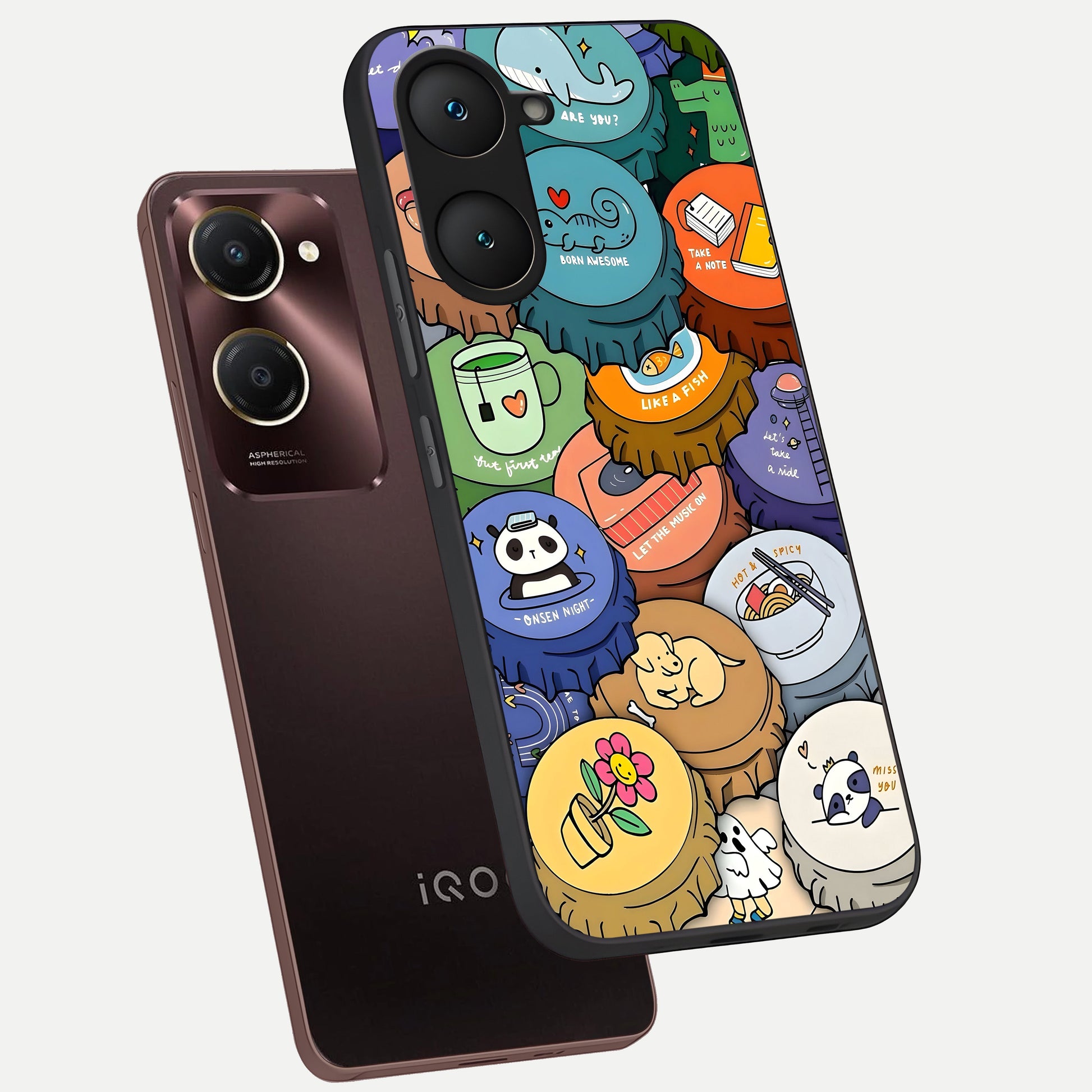  Coins Patterns phone case for iQOO Z9 lite showing premium glass back cover with detailed artwork
