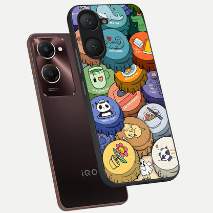  Coins Patterns phone case for iQOO Z9 lite showing premium glass back cover with detailed artwork