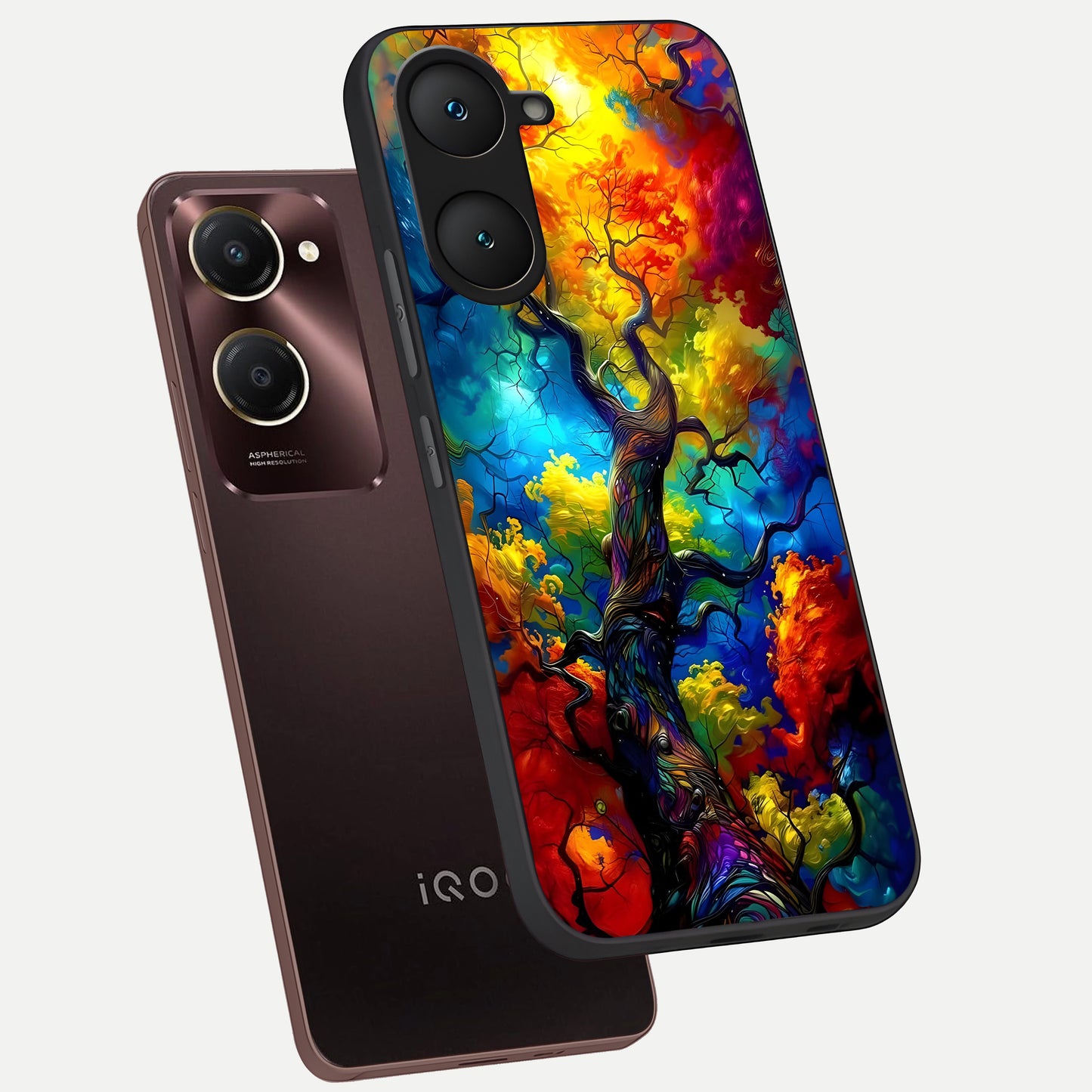  Colorful Soda Bottles phone case for iQOO Z9 lite showing premium glass back cover with detailed artwork