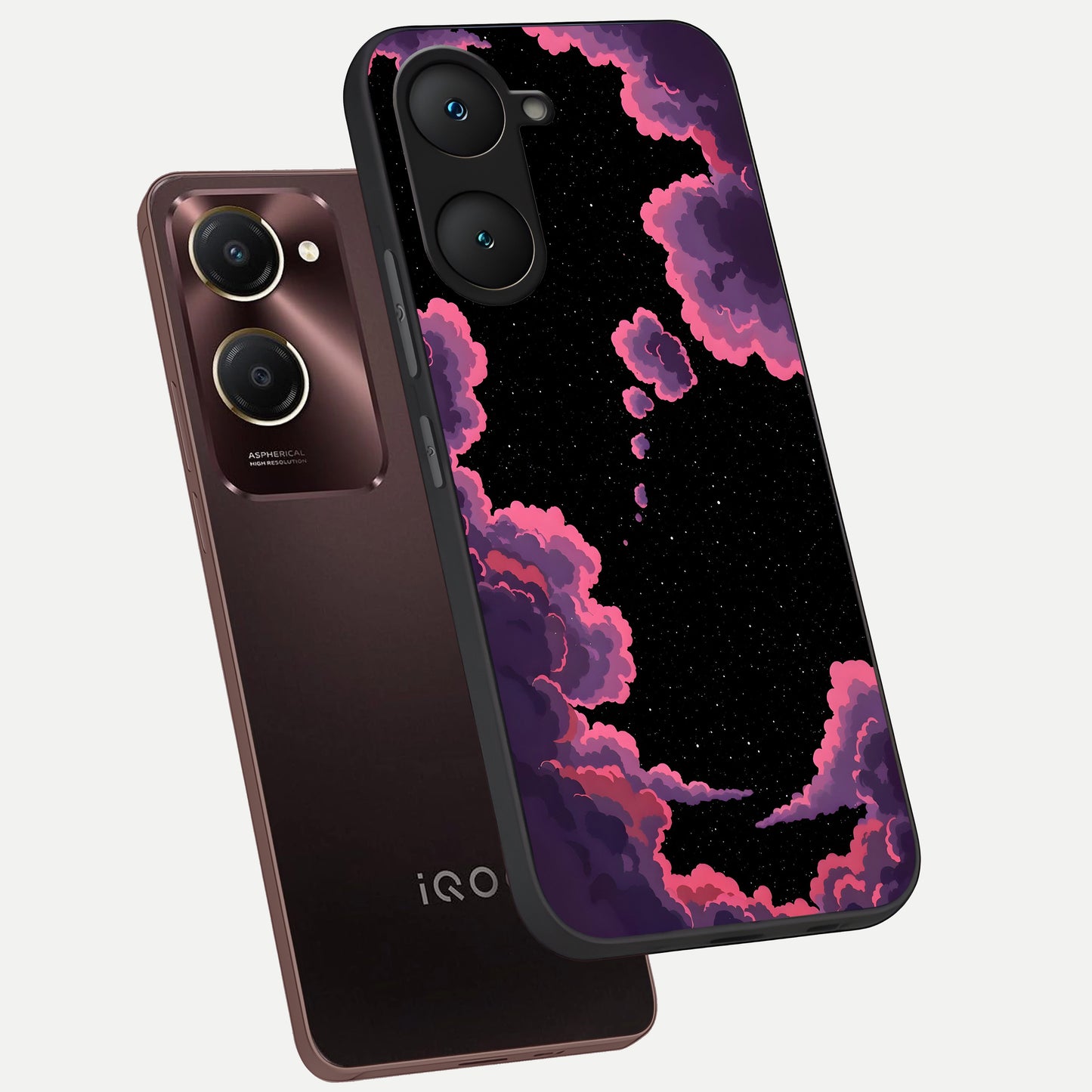  Cosmic Cloud Journey phone case for iQOO Z9 lite showing premium glass back cover with detailed artwork