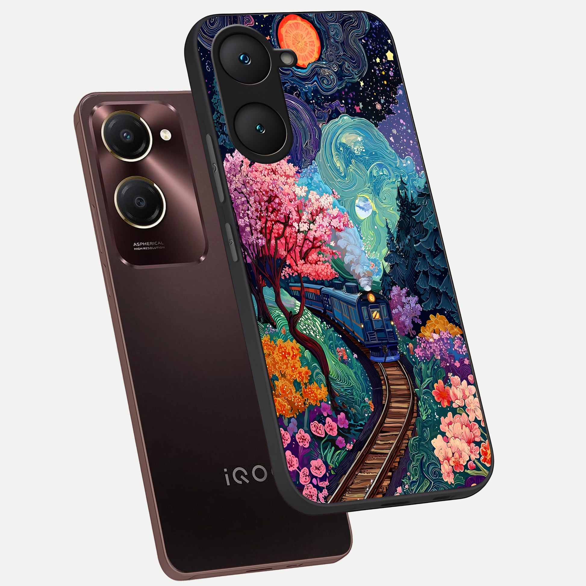  Digital Art phone case for iQOO Z9 lite showing premium glass back cover with detailed artwork