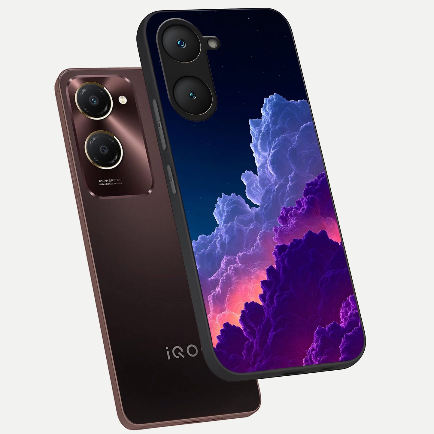  Dreamy Cloud Skies phone case for iQOO Z9 lite showing premium glass back cover with detailed artwork