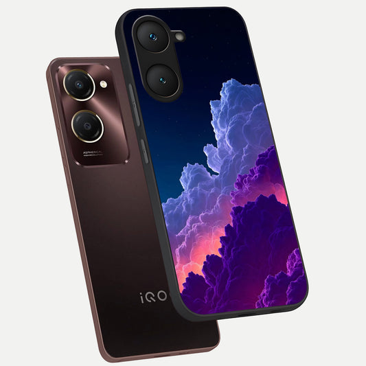  Dreamy Cloud Skies phone case for iQOO Z9 lite showing premium glass back cover with detailed artwork