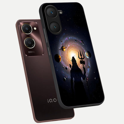  Galactic Shiva Vision phone case for iQOO Z9 lite showing premium glass back cover with detailed artwork