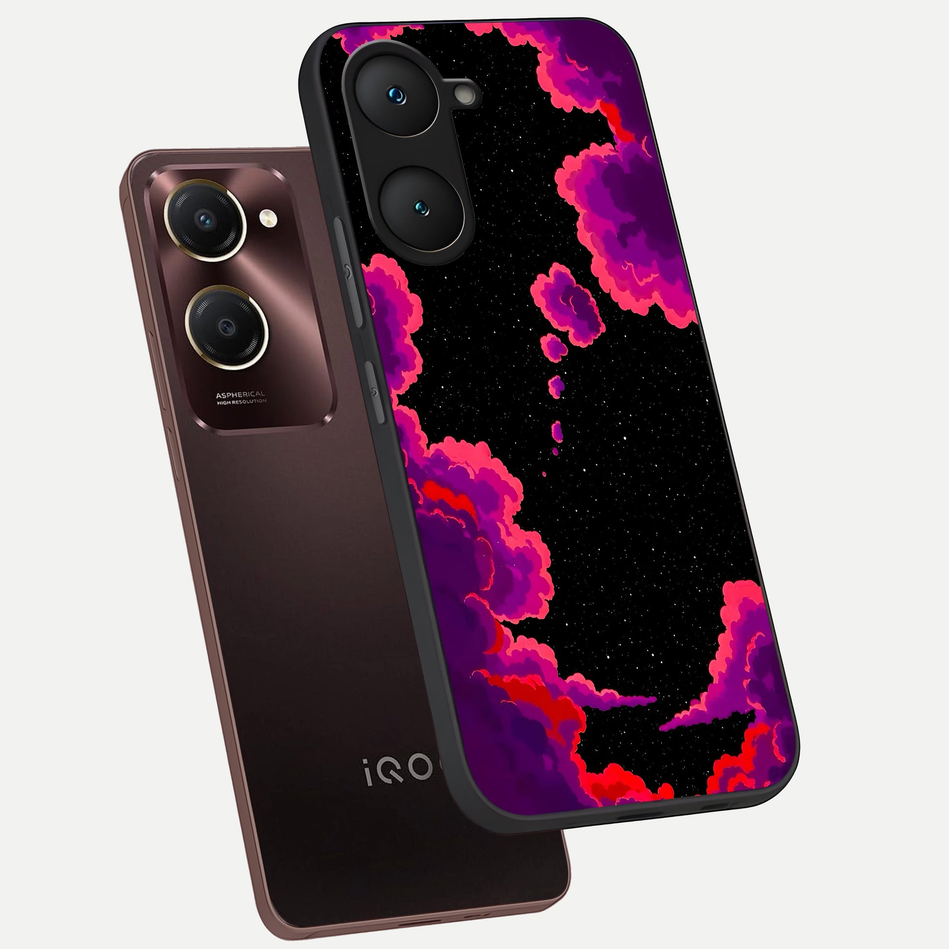  Galaxy Dream Frame phone case for iQOO Z9 lite showing premium glass back cover with detailed artwork