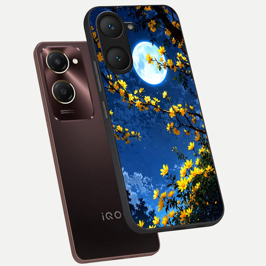  Golden Night Glow phone case for iQOO Z9 lite showing premium glass back cover with detailed artwork