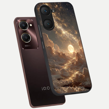  Golden Sky Dream phone case for iQOO Z9 lite showing premium glass back cover with detailed artwork