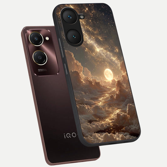  Golden Sky Dream phone case for iQOO Z9 lite showing premium glass back cover with detailed artwork