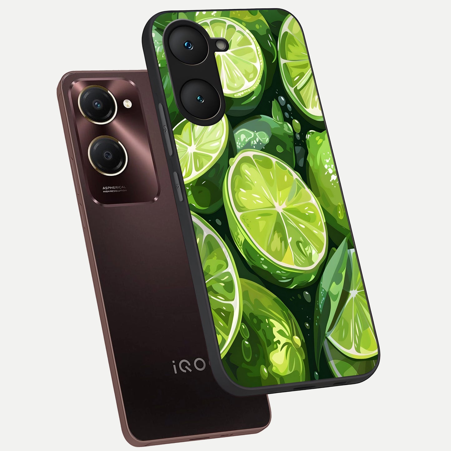  Green Kawasaki phone case for iQOO Z9 lite showing premium glass back cover with detailed artwork