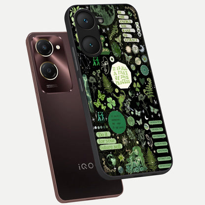  Green Mandala Pattern phone case for iQOO Z9 lite showing premium glass back cover with detailed artwork