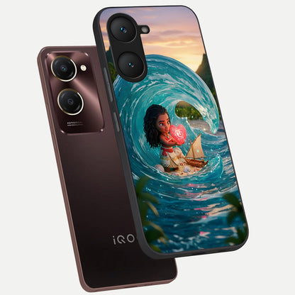  Heart of Ocean phone case for iQOO Z9 lite showing premium glass back cover with detailed artwork