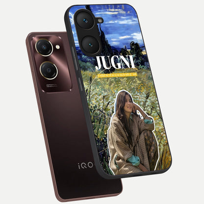  Jugni Soul Vibes phone case for iQOO Z9 lite showing premium glass back cover with detailed artwork