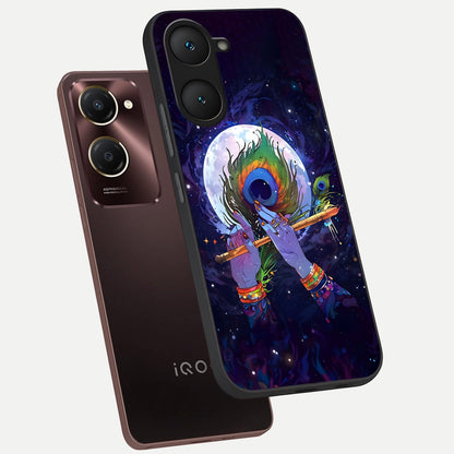 Krishna Hands Art phone case for iQOO Z9 lite showing premium glass back cover with detailed artwork