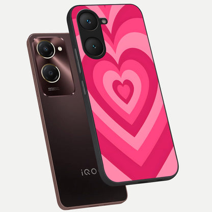  Layered Love Hearts phone case for iQOO Z9 lite showing premium glass back cover with detailed artwork