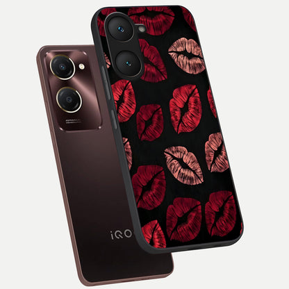  Midnight Kiss Love phone case for iQOO Z9 lite showing premium glass back cover with detailed artwork