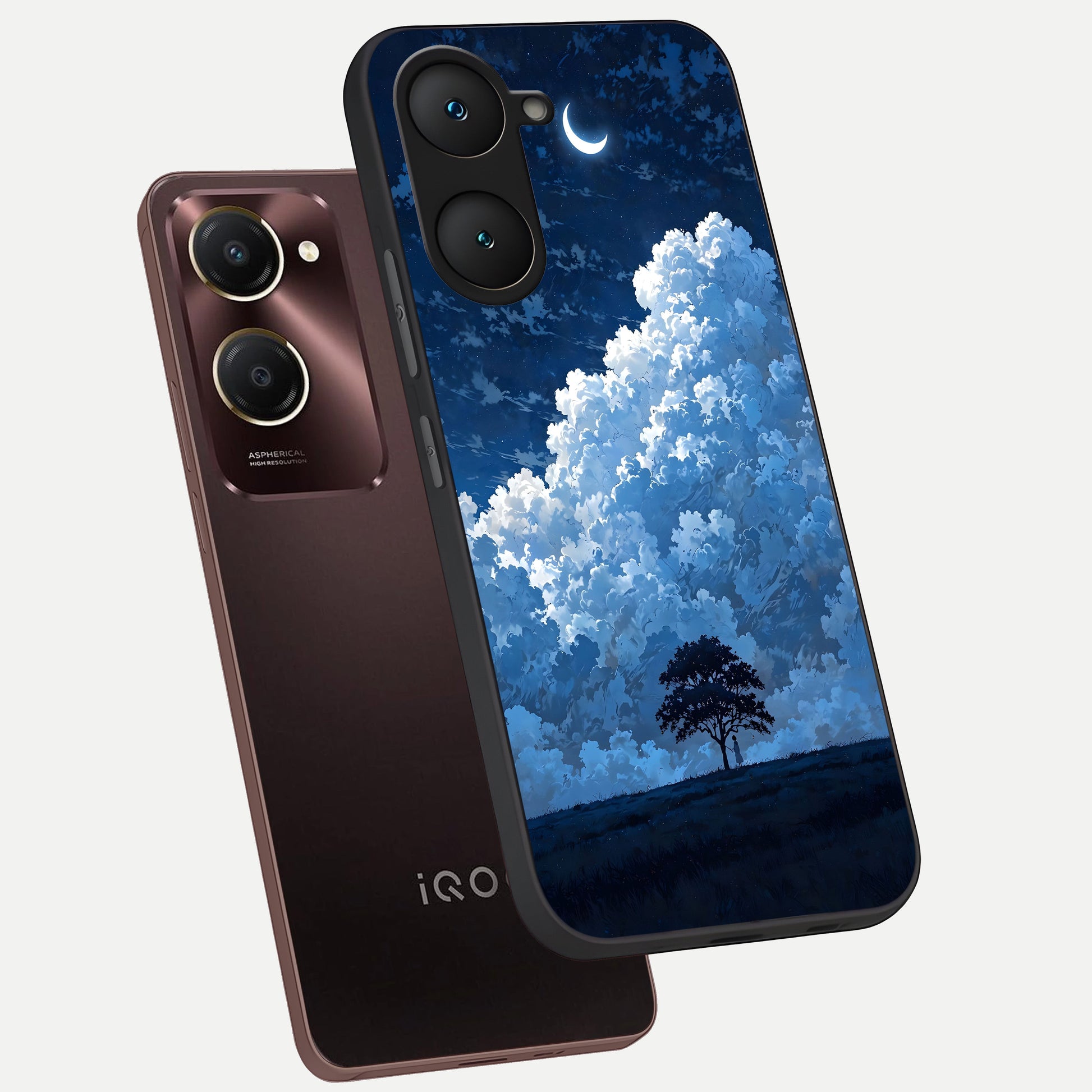  Midnight Sky Serenity phone case for iQOO Z9 lite showing premium glass back cover with detailed artwork