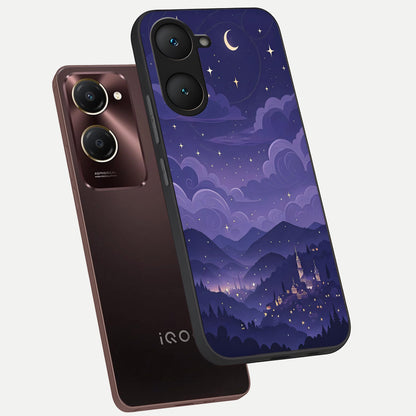  Minimal Night View phone case for iQOO Z9 lite showing premium glass back cover with detailed artwork