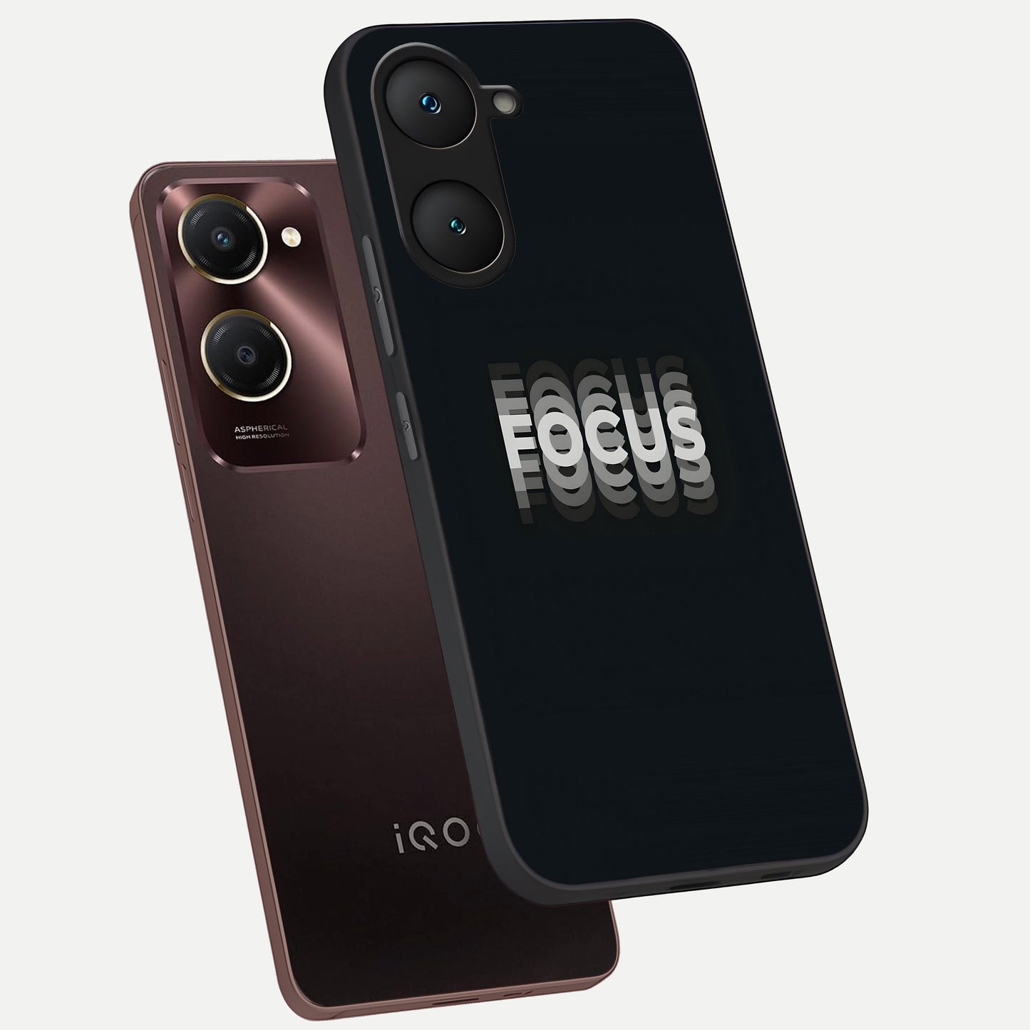  Mono Focus Vision phone case for iQOO Z9 lite showing premium glass back cover with detailed artwork