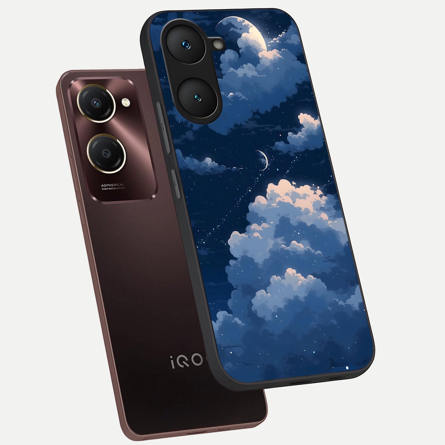  Moon Dream Haze phone case for iQOO Z9 lite showing premium glass back cover with detailed artwork