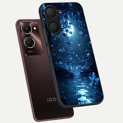  Moonlight Petal Dream phone case for iQOO Z9 lite showing premium glass back cover with detailed artwork