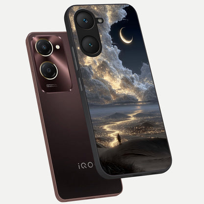  Moonlight Spark Path phone case for iQOO Z9 lite showing premium glass back cover with detailed artwork