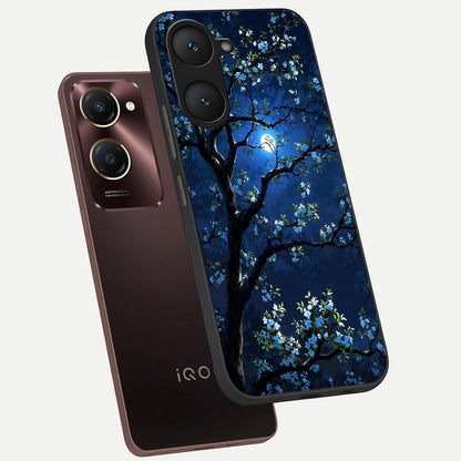  Mystic Floral Night phone case for iQOO Z9 lite showing premium glass back cover with detailed artwork
