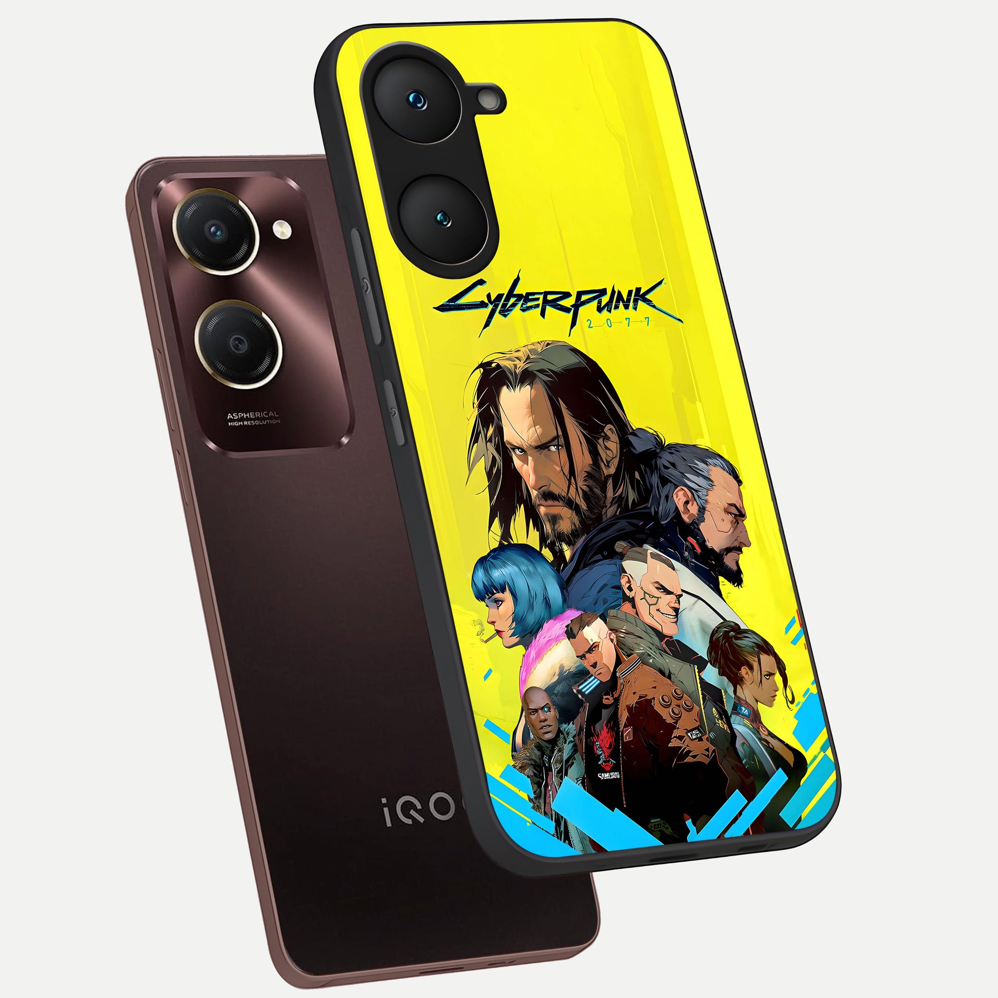  Neon Rebel Genesis phone case for iQOO Z9 lite showing premium glass back cover with detailed artwork