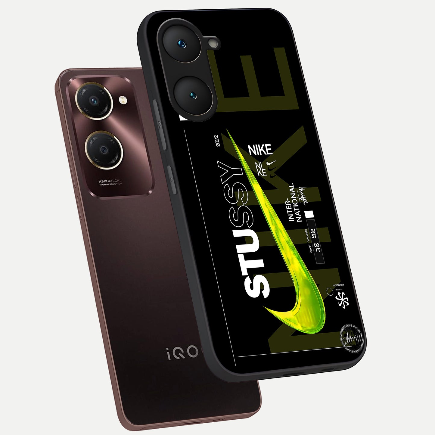  Neon Street Edition phone case for iQOO Z9 lite showing premium glass back cover with detailed artwork