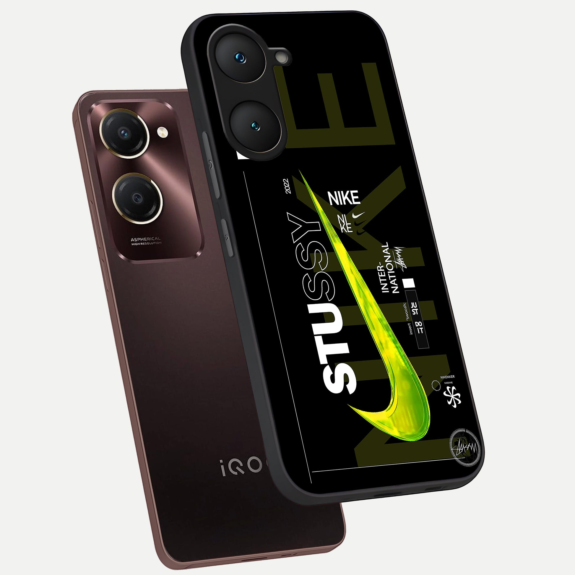  Neon Street Edition phone case for iQOO Z9 lite showing premium glass back cover with detailed artwork
