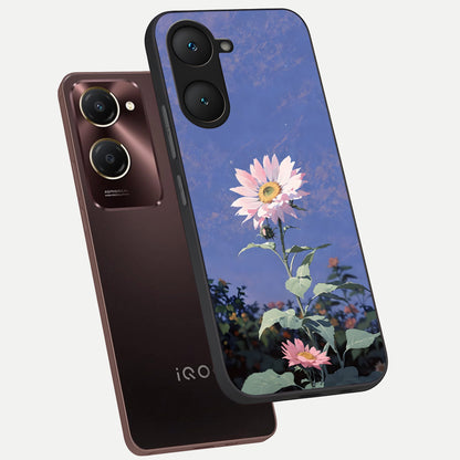  Pink Shells Outline phone case for iQOO Z9 lite showing premium glass back cover with detailed artwork