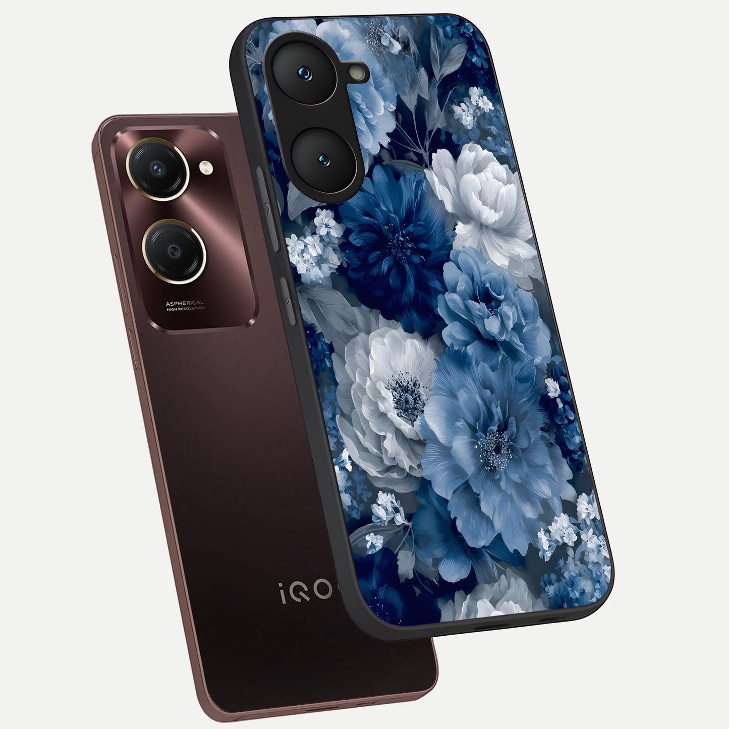  Royal Bloom Garden phone case for iQOO Z9 lite showing premium glass back cover with detailed artwork
