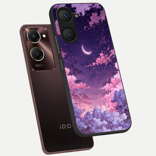  Sky Drift Clouds phone case for iQOO Z9 lite showing premium glass back cover with detailed artwork