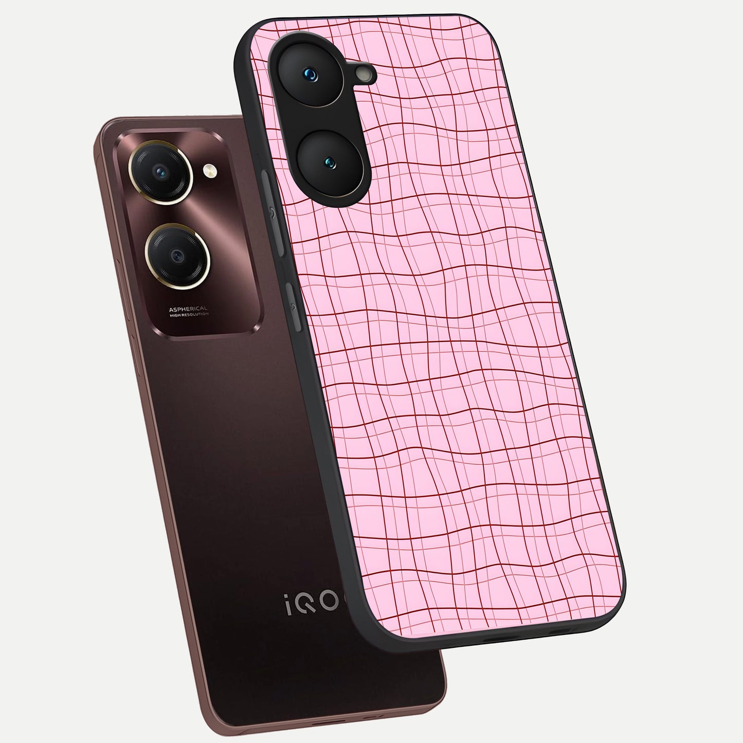  Soft Grid Bliss phone case for iQOO Z9 lite showing premium glass back cover with detailed artwork