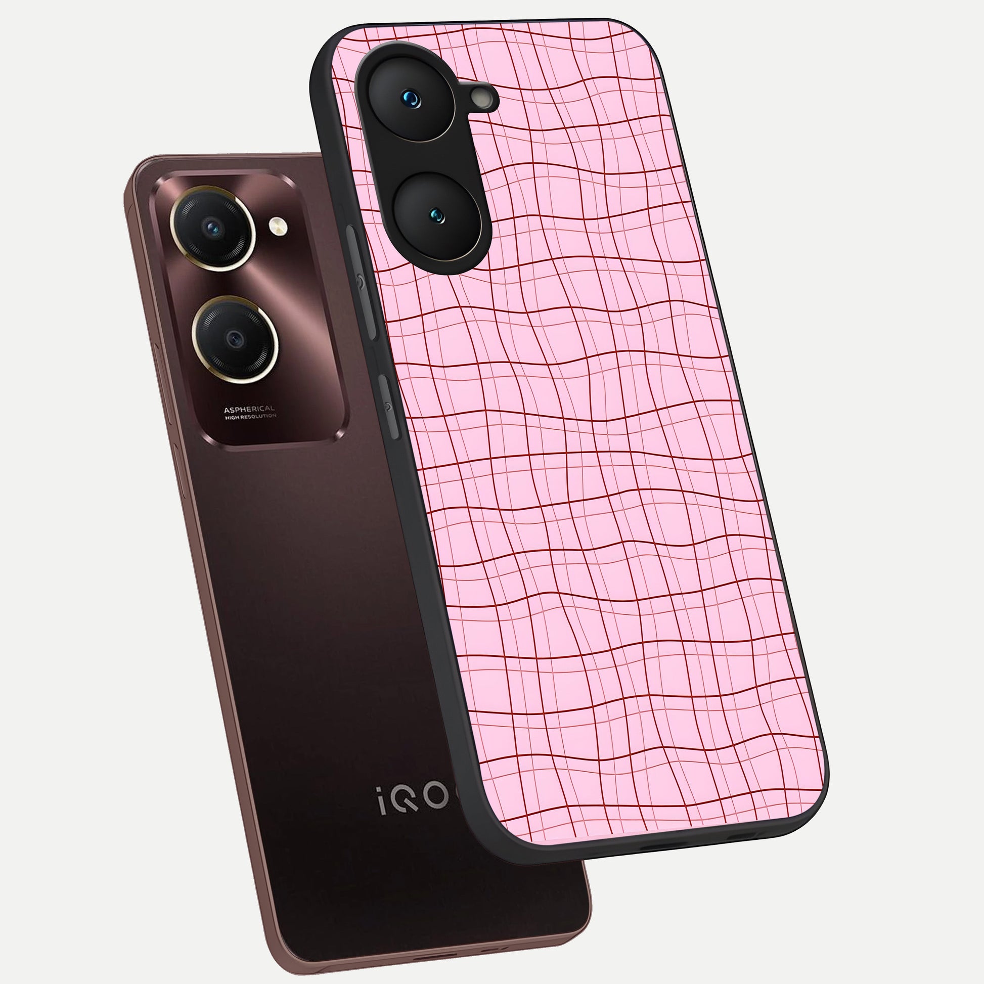  Soft Grid Bliss phone case for iQOO Z9 lite showing premium glass back cover with detailed artwork