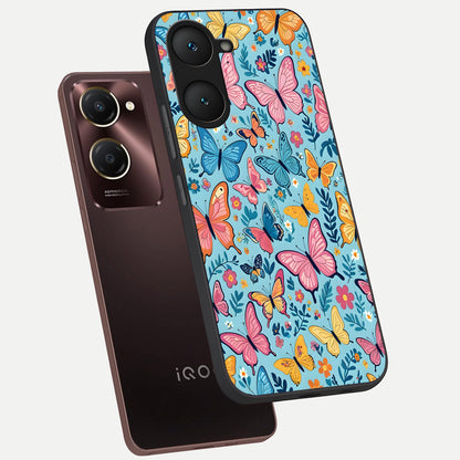  Spring Wing Garden phone case for iQOO Z9 lite showing premium glass back cover with detailed artwork