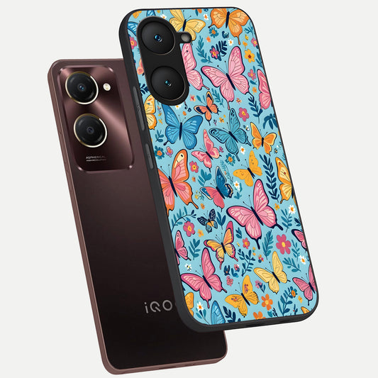  Spring Wing Garden phone case for iQOO Z9 lite showing premium glass back cover with detailed artwork