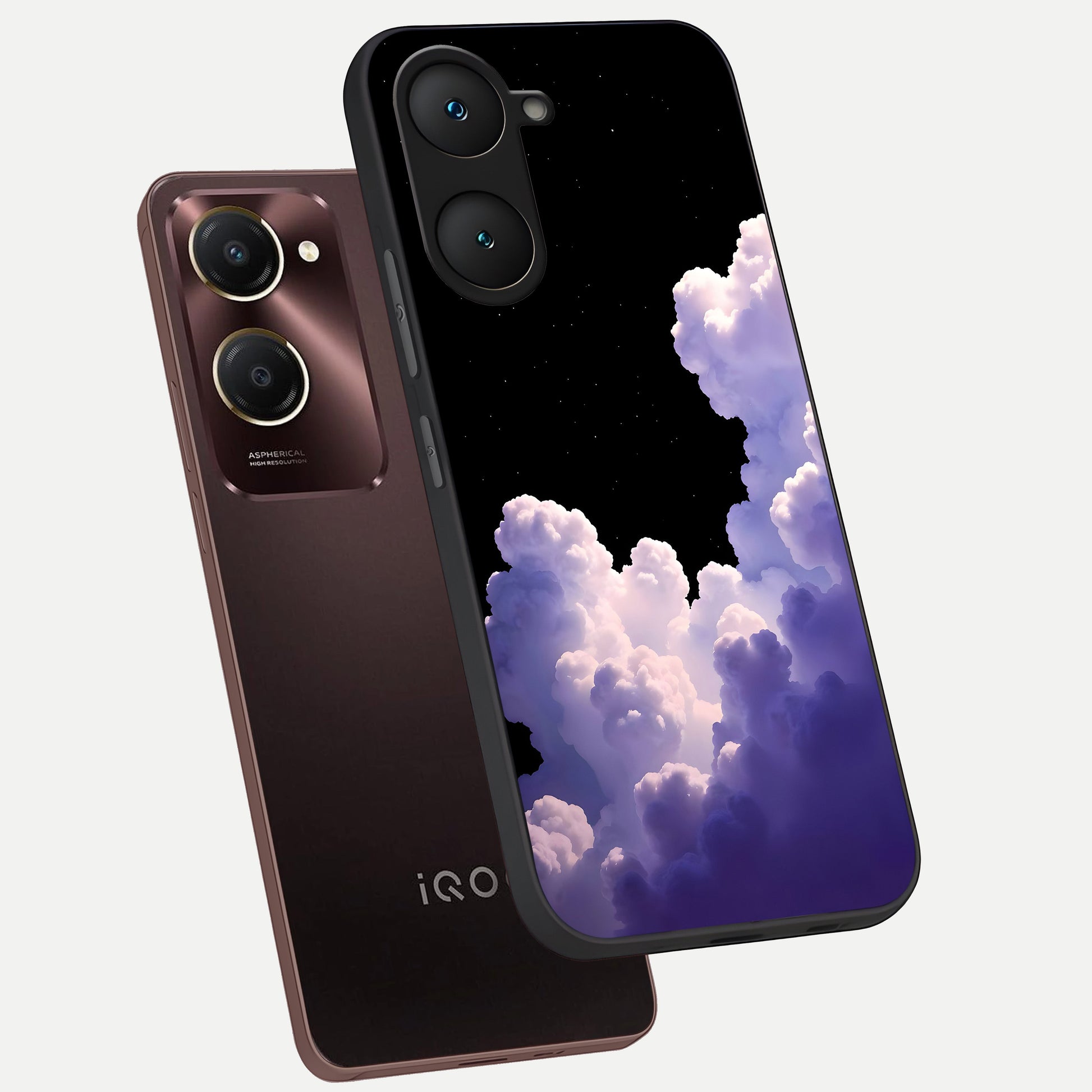  Starlit Night Whispers phone case for iQOO Z9 lite showing premium glass back cover with detailed artwork